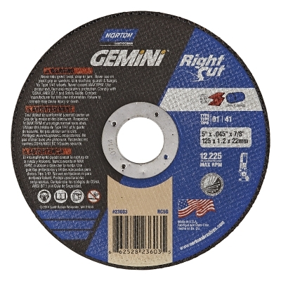 5X.045X7/8 GEMINI RIGHTCUT TYPE01 STRAIGHT WHEEL